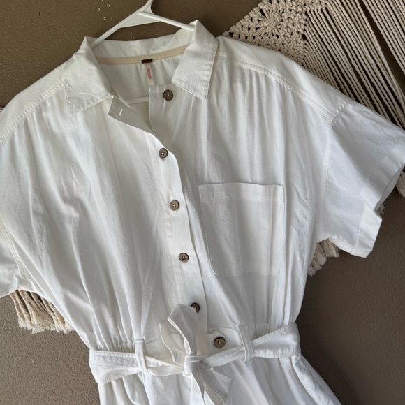 FREE PEOPLE No Plans White Button Front Romper Playsuit EUC C - Picture 6 of 12